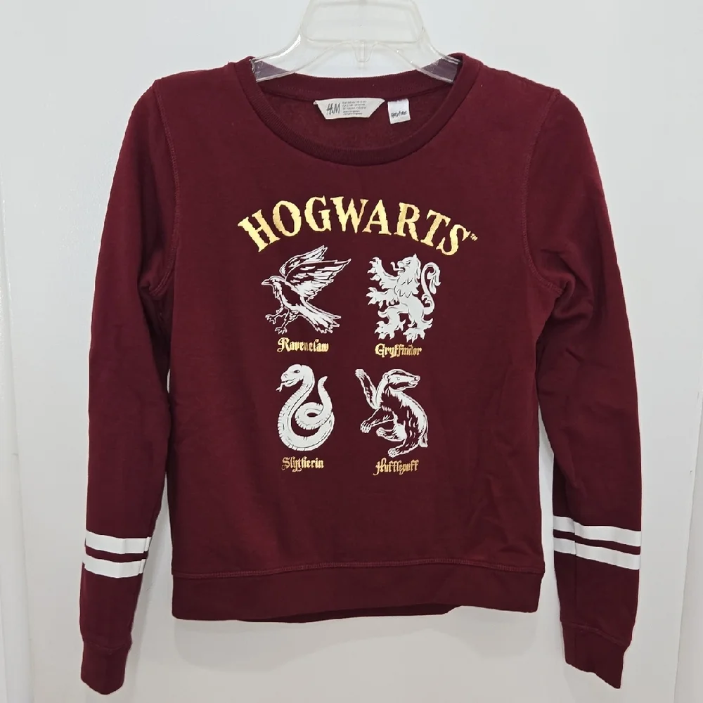 H&M Burgundy Harry Potter Hogwarts Four House Mascots Pullover Sweatshirt